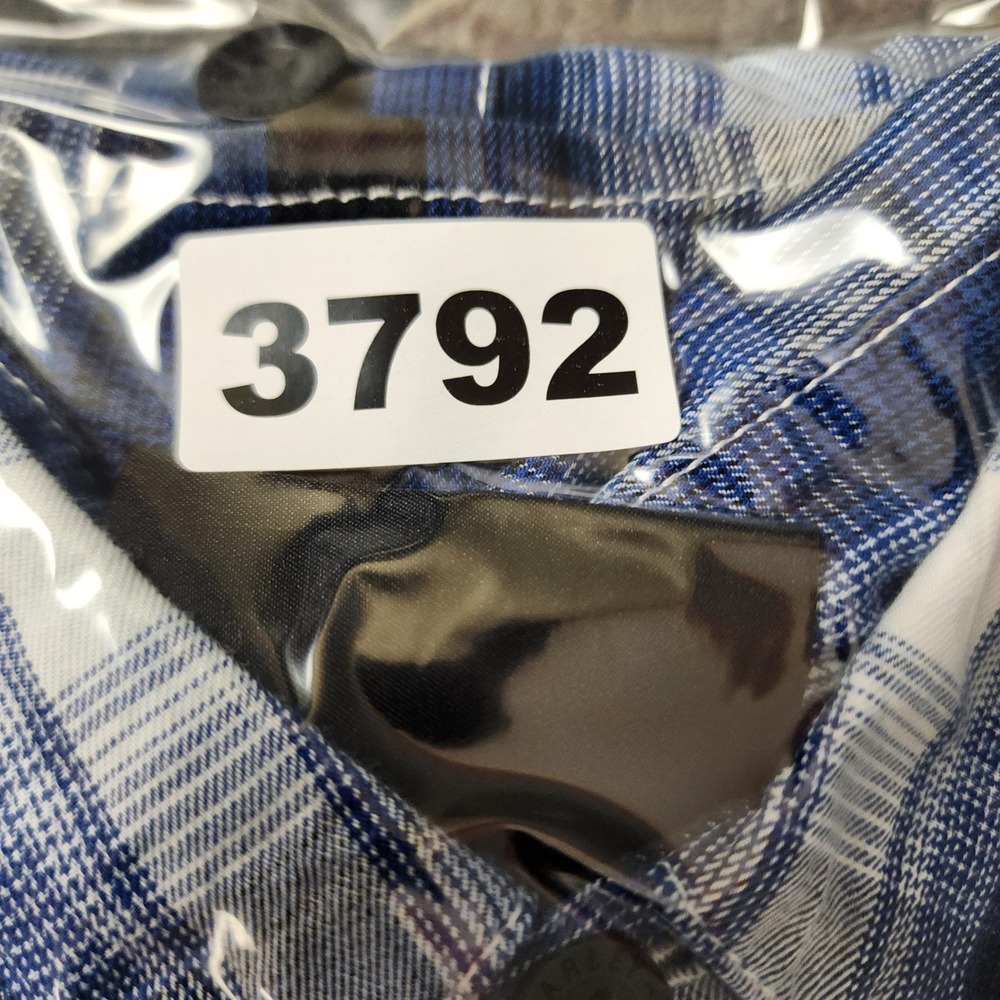 Harley-Davidson Mens 2XL Blue Plaid Short Sleeve Button Down Shirt Back Graphic - Picture 9 of 9